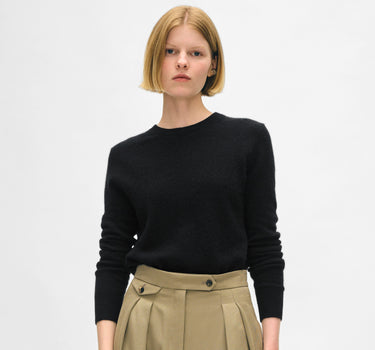 CASHMERE SHRUNKEN CREWNECK- BLACK