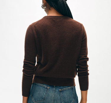 CASHMERE SHRUNKEN CREWNECK- RUSSET BROWN