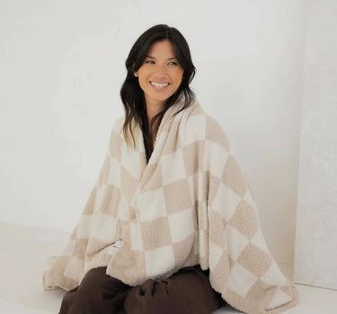 The Teddy Throw— Beige Check