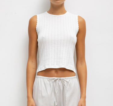 POINTELLE SLEEVELESS CREW