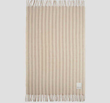 Wool Stripe Throw- Pale Taupe Stripe