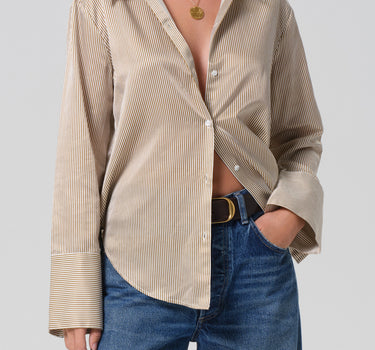 Camilia Shirt in Bronze Stripe