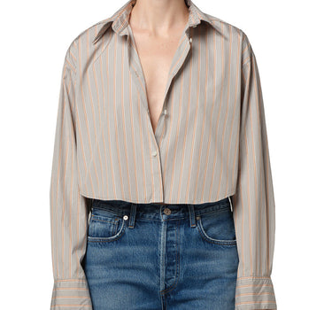 Ana Cropped Shirt in Noble Stripe