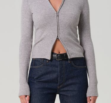 Zip Cardigan in Heather Grey