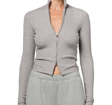 Zip Cardigan in Heather Grey