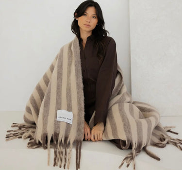 Wool Stripe Throw- Burnt Unber Stripe