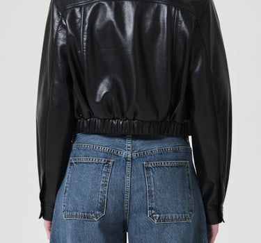 Essie Recycled Leather Cropped Jacket in Black