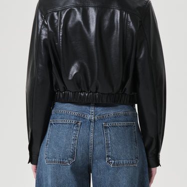 Essie Recycled Leather Cropped Jacket in Black