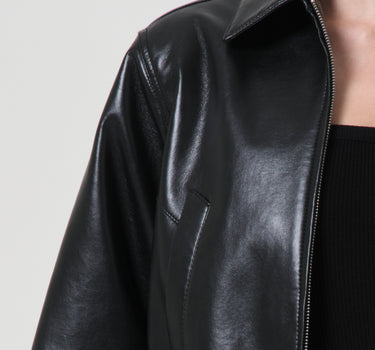 Essie Recycled Leather Cropped Jacket in Black