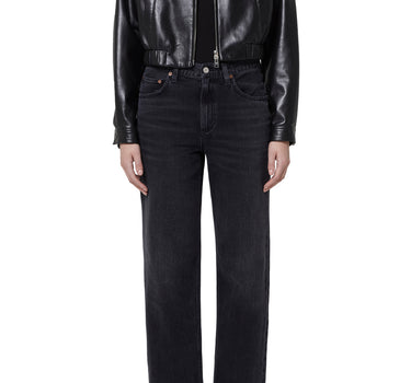 Essie Recycled Leather Cropped Jacket in Black