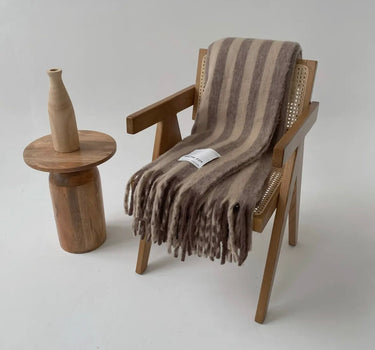 Wool Stripe Throw- Burnt Unber Stripe