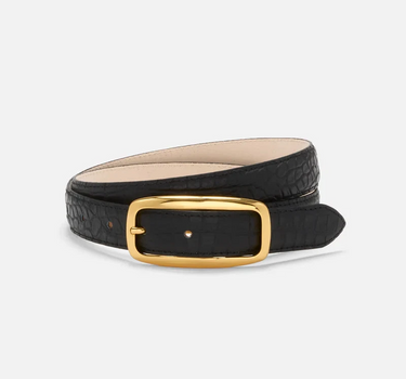 No. 19 Belt- Black Croc/ Gold