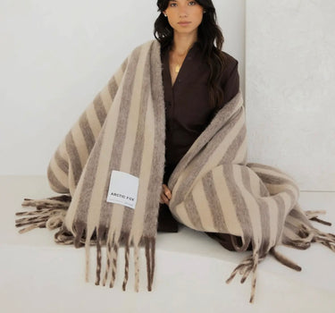Wool Stripe Throw- Burnt Unber Stripe