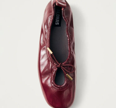 ROSALIND BURGUNDY PATENT LEATHER BALLET FLATS