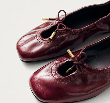 ROSALIND BURGUNDY PATENT LEATHER BALLET FLATS