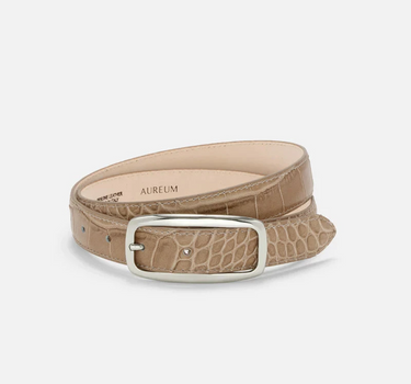 No. 19 Belt- ETOUPE CROC & SILVER