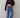 The Linen Crop Racer Stripe Pant - Lapis
