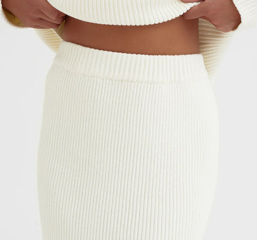 Cream Knitted Maxi Skirt