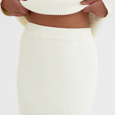 Cream Knitted Maxi Skirt