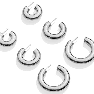 Medium Hollow Hoops - Silver