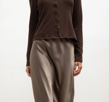 LAUREN CLASSIC CARDIGAN- CHOCOLATE