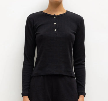 Pointelle Long Sleeve Henley