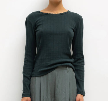 Pointelle Slim Fit Long Sleeve- FOREST