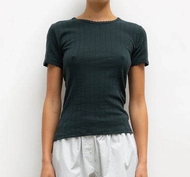 Pointelle Slim Fit Tee- FOREST