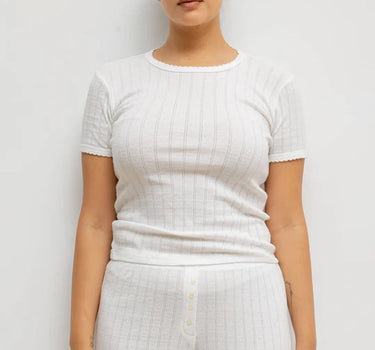 Pointelle Slim Fit Tee - White