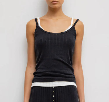 Pointelle Tank - Black