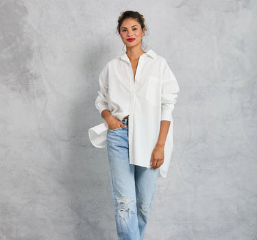 Diana Wrap Shirt in Poplin - White