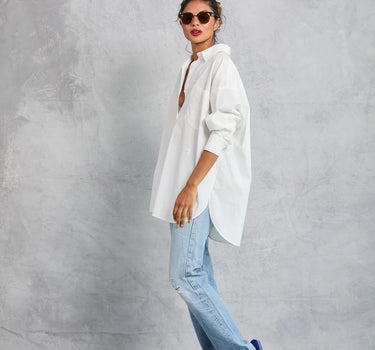 Diana Wrap Shirt in Poplin - White