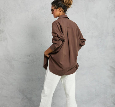 Diana Wrap Shirt in Poplin - Cocoa