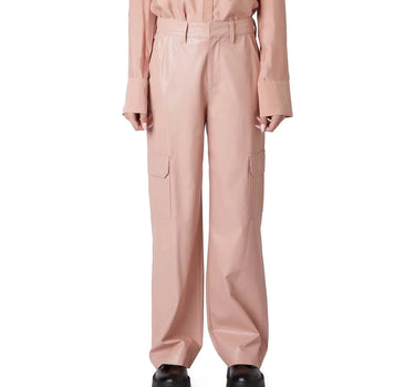 VEGAN LEATHER CARGO PANT PINK