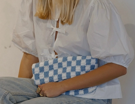 Rectangle Checkered Tote | Foggy