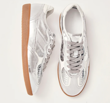 Rife Shimmer Silver Cream Leather Sneakers