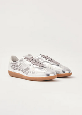 Rife Shimmer Silver Cream Leather Sneakers