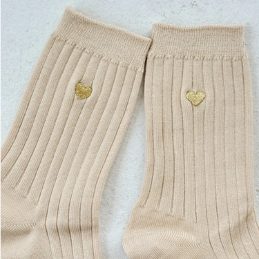 Embroidered Her Socks - Mercerized Combed Cotton Rib Heart