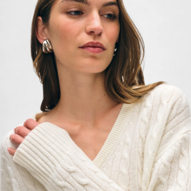 Cashmere Cable Knit V Neck