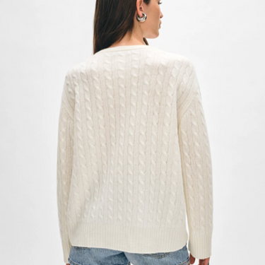 Cashmere Cable Knit V Neck