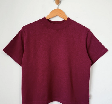 Sunset Mock Neck Tee- Cabernet