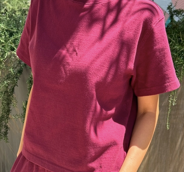 Sunset Mock Neck Tee- Cabernet