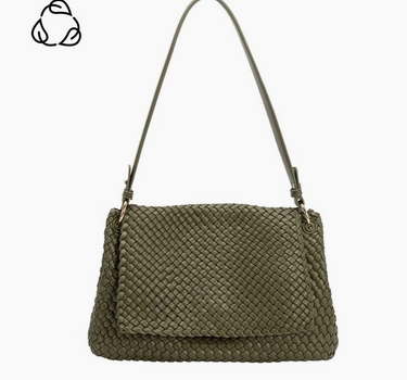 Natalia Olive Recycled Vegan Shoulder Bag