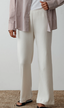 SWEATER RIB SIMPLE PANT- CREAM