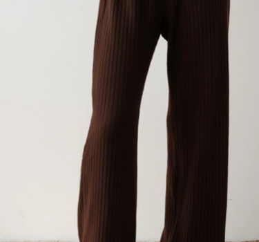 SWEATER RIB SIMPLE PANT- CHOCOLATE