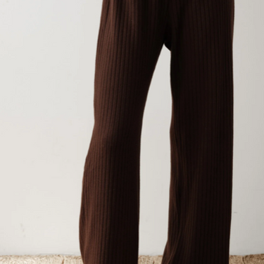 SWEATER RIB SIMPLE PANT- CHOCOLATE