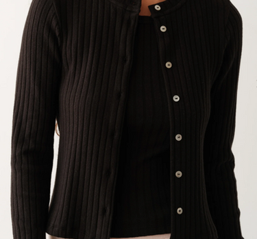 THE SWEATER RIB CARDI- BLACK