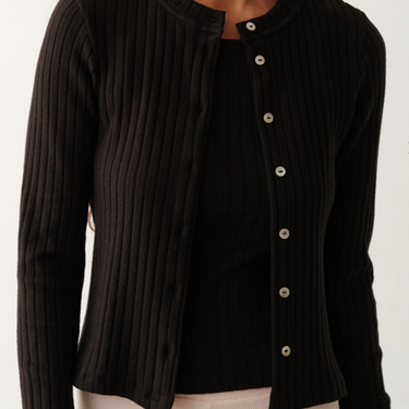 THE SWEATER RIB CARDI- BLACK