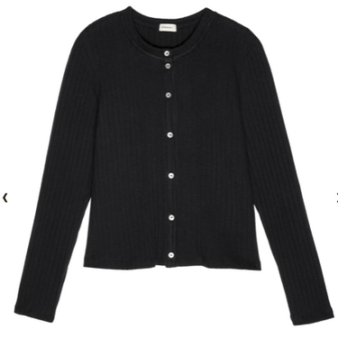 THE SWEATER RIB CARDI- BLACK