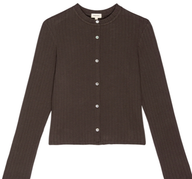 THE SWEATER RIB CARDI- CHOCOLATE